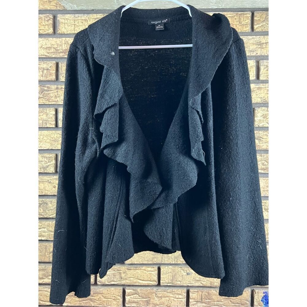 August Silk Women's Cardigan Sweater Black Size XL